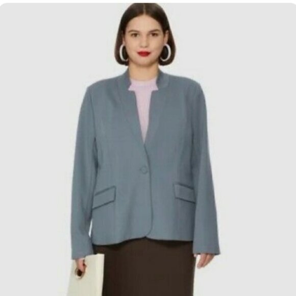 Universal Standard | NWT Smoking Jacket Blazer Stormy Weather Grey Size 3XL - Picture 2 of 16